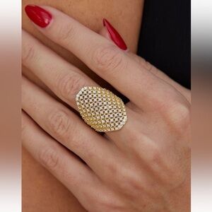 SAVVY CIE JEWELS 18K Gold Plated Sterling Silver Pave Cubic Zirconia Ring